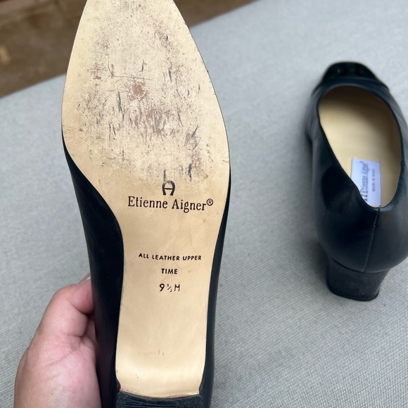 Vintage Patent Leather Tip Leather Pumps by Etienne Aigner, Designer - Picture 3 of 5